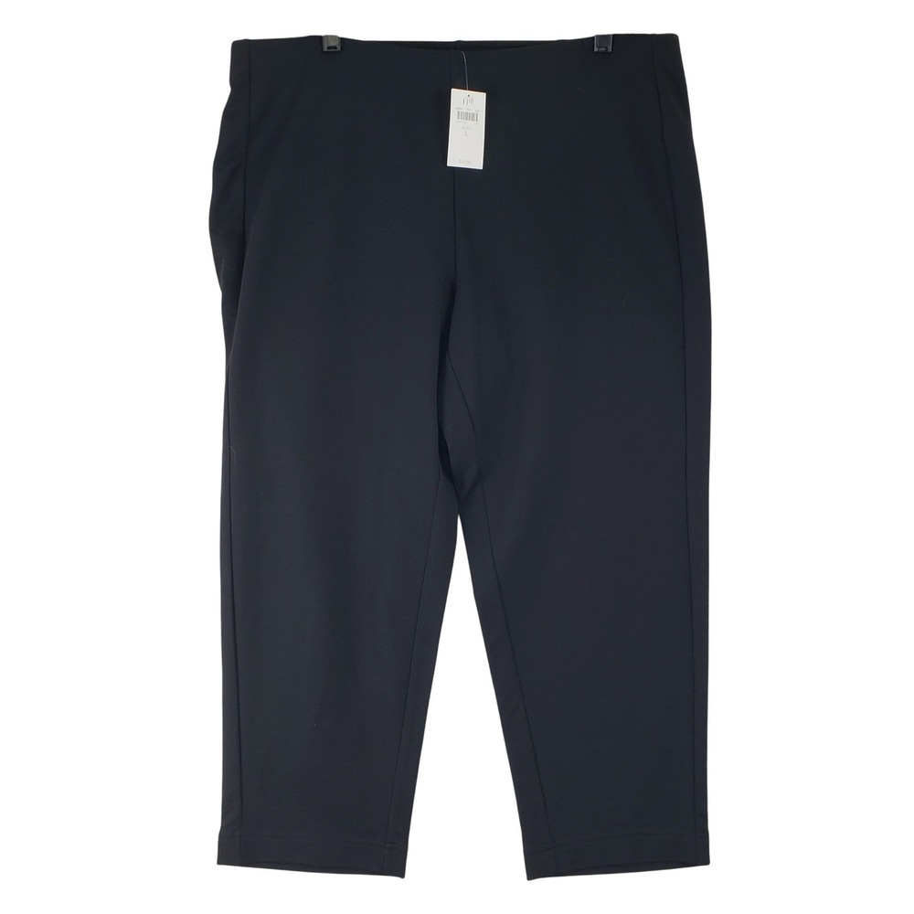 J.Jill Wearever Slim Leg Crop Pants Women L Black Travel Office Quiet Luxury